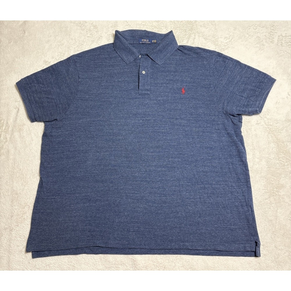 Polo Ralph Lauren Shirt Men's Size 4XB Blue Short Sleeve Red Logo Pony